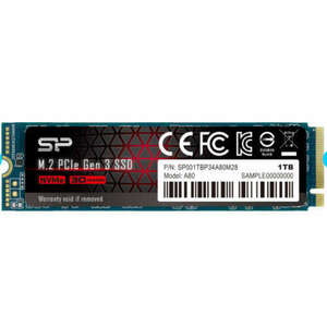 Silicon Power SSD - 1TB A80 (r: 3400 MB/s; w: 3000 MB/s, NVMe 1.3 támogatás, M.2 PCIe Gen 3x4) kép