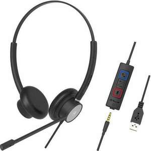 Tellur Wired Headset Voice 420, binaural, USB/3, 5mm jack, black kép