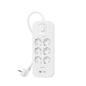 Belkin SRB002VF2M 220V Túlfeszültség védő elosztó 6 aljzatos 2m - Fehér (SRB002VF2M) kép