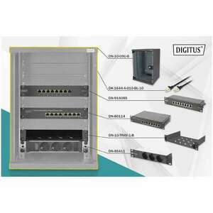 Digitus 10" Fali rack szekrény 9U 312x300mm - Fekete (DN-10-SET-2-B) kép