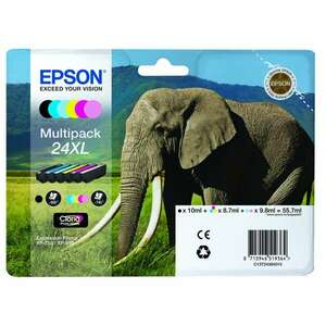 Epson Elephant C13T24384010 tintapatron 1 dB Eredeti Fekete, Cián, Világos ciánkék, Világos magenta, Magenta, Sárga (C13T24384010) kép