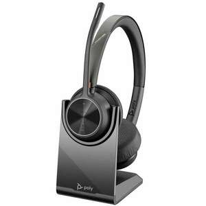 POLY Voyager 4320 UC Headset Vezeték nélküli Fejpánt Iroda/telefonos ügyfélközpont USB A típus Bluetooth Dokkoló Fekete (218476-01) kép