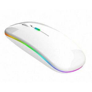 Welora® vezeték nélküli egér, Bluetooth/USB csatlakozás, notebookhoz/laptophoz/számítógéphez, ultravékony/csendes, 2, 4 GHz, 1600 DPI, RGB LED, fehér kép