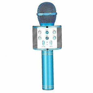 MIC. 858 BLUE karaoke mikrofon, vezeték nélküli, integrált hangszóró, bluetooth, SD kártya, kék kép