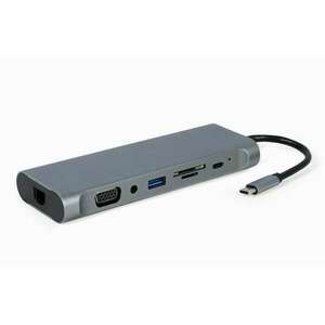 Gembird A-CM-COMBO8-01 USB Type-C 8-in-1 Multi-Port Adapter Space Grey A-CM-COMBO8-01 kép