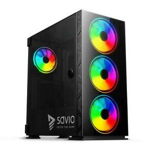 Savio PC Case Prime X1 ARGB Glass Black Midi Tower Fekete kép