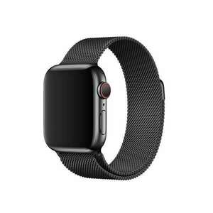 Apple Watch 4-6, SE, SE (2022) (38 / 40 mm), fém pótszíj, milánói stílus, fekete, gyári kép