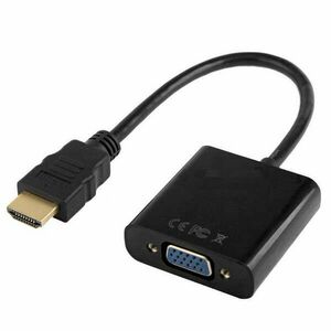 HDMI->VGA átalakító adapter, HDMI apa -> VGA anya, 0.2 méter, Fekete kép