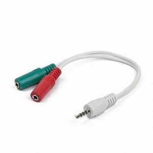 Gembird 3.5mm 4-pin plug to 3.5mm stereo + microphone sockets adapter cable 0, 15m White CCA-417W kép