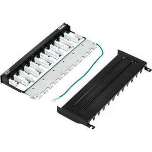 12 portos RJ45 UTP, Cat6a, árnyékolt, 0, 5U méretű patch panel - TRENDnet TC-P12C6AS kép