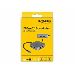 DeLock USB Type-C Docking Station for Mobile Devices 4K - HDMI / Hub / LAN / PD 3.0 with LED illumination kép