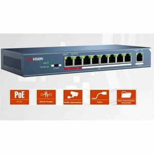 Hikvision Switch PoE - DS-3E0109P-E (8 port 100Mbps, 123W, 1 uplink port, L2) kép