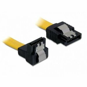 DeLock Cable SATA 6 Gb/s male straight > SATA male downwards angled 20cm Yellow Metal kép