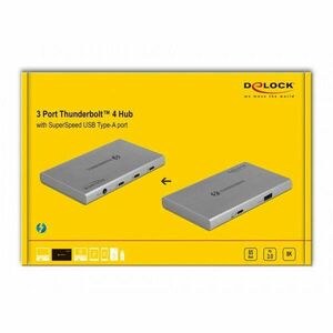 Delock Thunderbolt 4 Hub 3 porttal és egy további SuperSpeed USB 10 Gbps A-típusú porttal - 8K kép