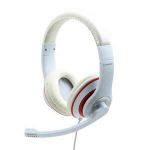 GEMBIRD MHS-03-WTRD Stereo headset with microphone white color with red ring (MHS-03-WTRD) kép