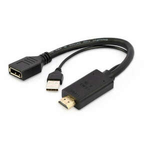 Gembird A-HDMIM-DPF-01 video átalakító kábel 0, 1 M HDMI A-típus (Standard) DisplayPort + USB Type-A Fekete kép