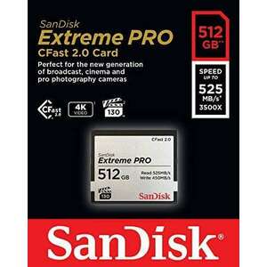 SanDisk Extreme Pro SDCFSP-512G-G46D 512GB CFAST 2.0 525MB/s VPG130 memóriakártya kép