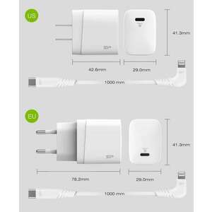 Silicon Power Boost Charger QM10 Combo gyorstöltő Type-C - Lightning kábellel (SP18WASYQM10L0CW) kép