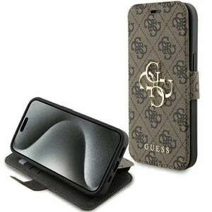 Védőtok könyv Guess PU Leather 4G Metal Logo iPhone 15, barna kép