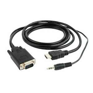 Gembird A-HDMI-VGA-03-6 HDMI to VGA and audio adapter Kábel single port 1, 8m Fekete A-HDMI-VGA-03-6 kép