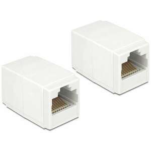 Delock Adapter, RJ45-aljzat &gt; RJ45-aljzat, Cat.6 UTP kompakt fehér (86249) kép