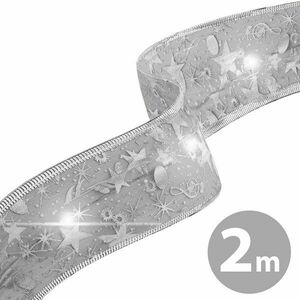 Karácsonyi LED-es szalag - ezüst - 2 m x 5 cm - 2 x AA kép