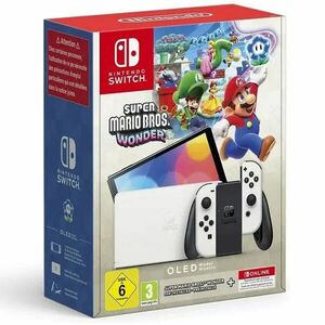 Nintendo Switch (OLED Model), white + Super Mario Bros Wonder + 12 havi NSO előfizetés kép