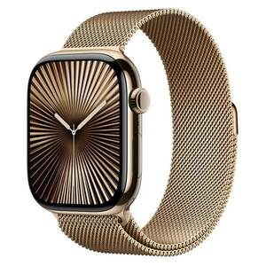 Apple Watch Series 10 GPS + Cellular 42mm Gold Titanium Case with Gold Milanese Loop kép