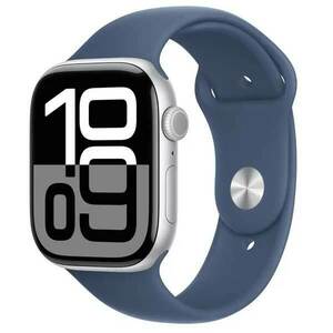 Apple Watch Series 10 GPS + Cellular 46mm Ezüst alumínium denim sportszíjjal - M/L kép