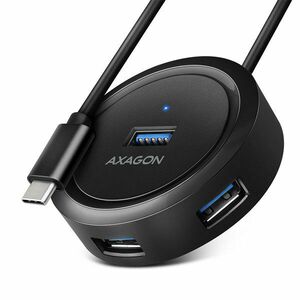 AXAGON HUE-P1C 4x USB 3.2 Gen 1 ROUND hub, micro USB tápcsatlakozó, 30cm USB-C kábel kép