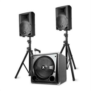 Vonyx VX800BT 2.1 aktív hangfal készlet, 800 W, 12" subwoofer, 2x8'' hangszóró, BT, USB, SD kép