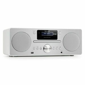 Auna Harvard mikro zenei rendszer, DAB/DAB+, FM tuner, CD-lejátszó, USB töltő, fehér kép