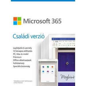 Microsoft 365 Családi verzió 1 év Elektronikus licenc (6GQ-00092) kép