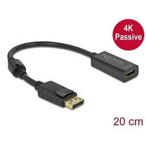 Delock Adapter DisplayPort 1.2-dugós csatlakozó -HDMI-csatlakozóhüvely 4K passzív fekete kép