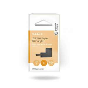 USB-A Adapter | USB 2.0 | USB-A Dugasz | USB-A Aljzat | 480 Mbps | Kerek | Nikkelezett | PVC | Fekete | Doboz kép