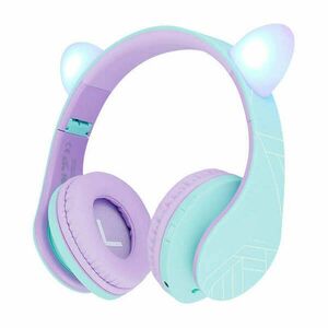 PowerLocus P2 Cats Ears Wireless Headphones for Kids (blue and purple) kép