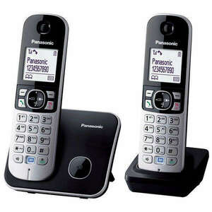 Panasonic KX-TG6812PDB DUO fehér háttérvil. kihangosítható hívóazonosítós fekete dect telefon kép