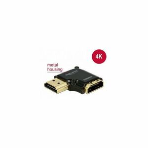 DeLock Adapter High Speed HDMI with Ethernet – HDMI-A female > HDMI-A male 4K 90° angled left Black kép