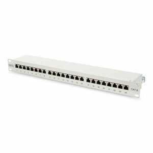 DIGITUS CAT6 24port 19" 1U kompakt szürke árnyékolt Patch Panel kép