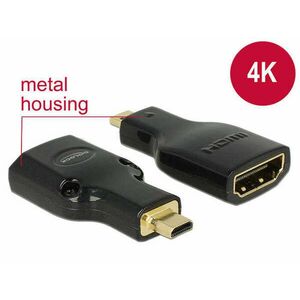 DeLock Adapter High Speed HDMI with Ethernet – HDMI Micro-D male > HDMI-A female 4K Black kép