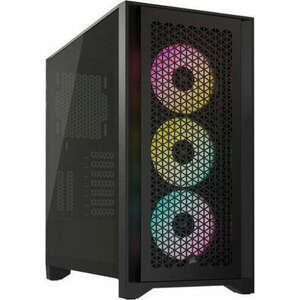 CORSAIR Ház iCUE 4000D RGB AIRFLOW, 3xAF120 RGB ELITE Ventillátorral + Kontroller, Tápegység nélkül, Edzett Üveg, fekete kép