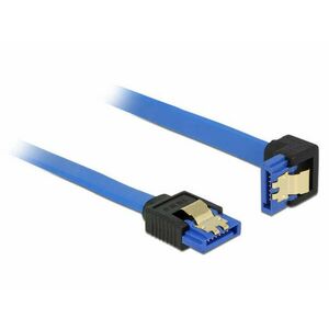 Delock SATA-kábel, 6 Gb/s, hüvely, egyenes &gt; SATA hüvely, lefelé ívelt, 30 cm, kék aranyszínu kapcso kép