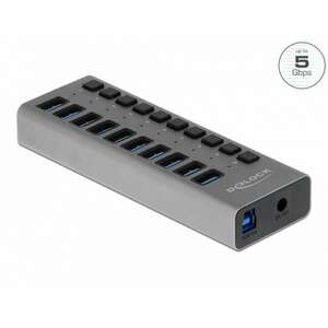 Delock Külso SuperSpeed USB hub 10 bemenettel és kapcsolóval (63670) kép