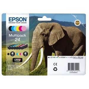 Epson Elephant C13T24284010 tintapatron 1 dB Eredeti Fekete, Cián, Világos ciánkék, Világos magenta, Magenta, Sárga (C13T24284010) kép