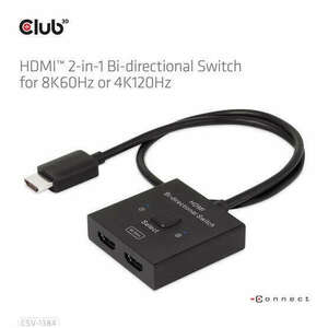 Club3D HDMI 2-in-1 Bi-directional Switch for 8K60Hz or 4K120Hz Adapter Black kép