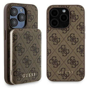 Guess 4G Metal Logo case set for iPhone 15 Pro Max + 5000mAh MagSafe power bank - brown kép