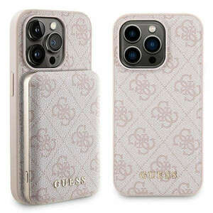 Guess 4G Metal Logo case set for iPhone 15 Pro Max + 5000mAh MagSafe power bank - pink kép