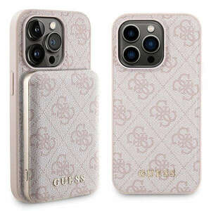 Guess 4G Metal Logo case set for iPhone 15 Pro + 5000mAh MagSafe power bank - pink kép