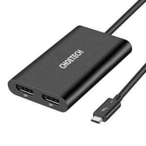 Choetech plug adapter USB Type C Thunderbolt 3 (40Gbps) - 2x DisplayPort 4K 60Hz black (HUB-D03) kép