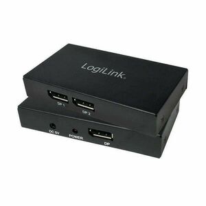 Logilink DisplayPort elosztó, 1x2 port, 1x DP - 2x DP, 4K/30 Hz, HDCP, MST (CV0090) kép